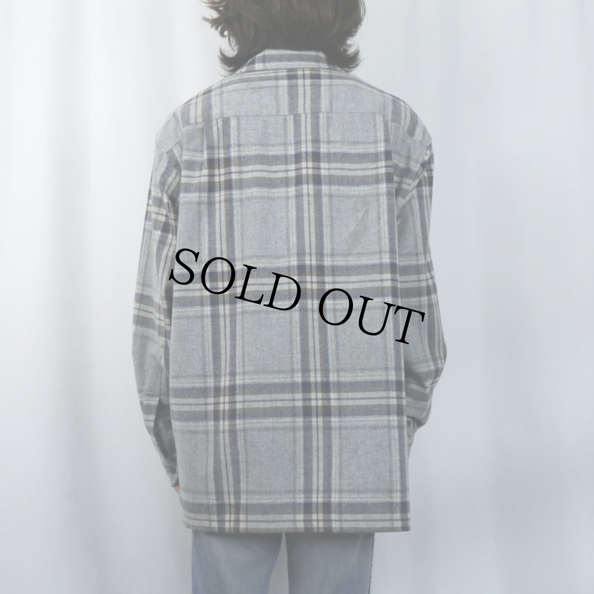 画像3: PENDLETON チェック柄 ウールオープンカラーシャツ L (3)