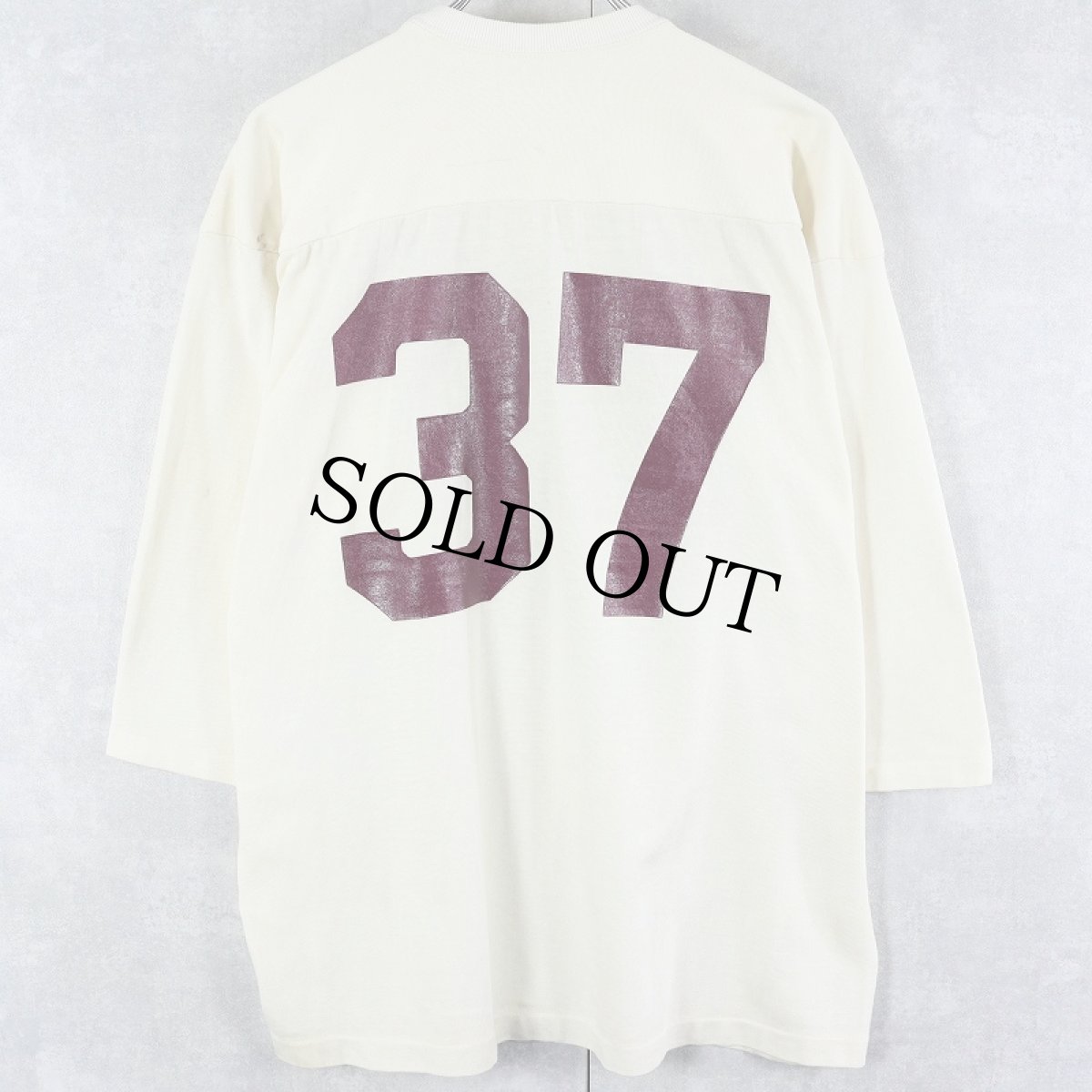 画像2: 70's Champion USA製 "37" ラバープリント レーヨンフットボールTシャツ XL (2)