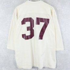 画像2: 70's Champion USA製 "37" ラバープリント レーヨンフットボールTシャツ XL (2)