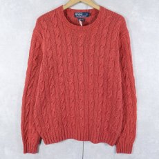 画像1: POLO Ralph Lauren "HAND KNIT" シルクケーブルニットセーター M (1)