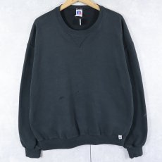 画像1: 90's RUSSELL ATHLETIC 前V 無地スウェット BLACK XL (1)
