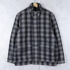画像1:  Calvin Klein Jeans オンブレーチェック柄 ウールジップジャケット L (1)