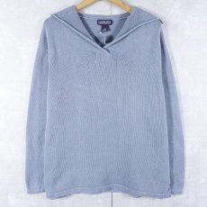 画像1: 2000's LANDS' END Vネック コットンニットセーター L (1)