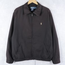 画像1: POLO Ralph Lauren ロゴ刺繡 チンスト付き ポリエステルスイングトップ BLACK L (1)