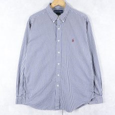 画像1: Ralph Lauren "CLASSIC FIT" ギンガムチェック柄 コットンボタンダウンシャツ L (1)