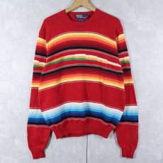 画像1: POLO Ralph Lauren ボーダー柄 コットンニットセーター L (1)