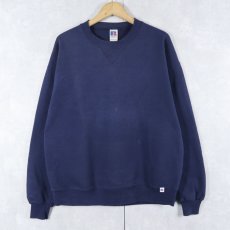画像1: 90's RUSSELL ATHLETIC USA製 前V 無地スウェット NAVY L (1)