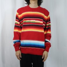 画像2: POLO Ralph Lauren ボーダー柄 コットンニットセーター L (2)