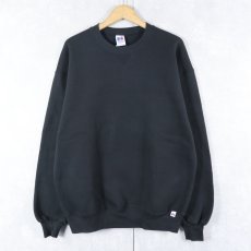 画像1: 90's RUSSELL ATHLETIC USA製 前V 無地スウェット BLACK L (1)