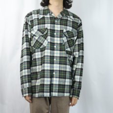 画像2: 70's PENDLETON USA製 チェック柄 ウールオープンカラーシャツ L (2)