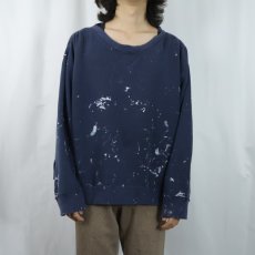画像2: 80's BANANA REPUBLIC ペンキペイント 前V 無地スウェット NAVY XL (2)
