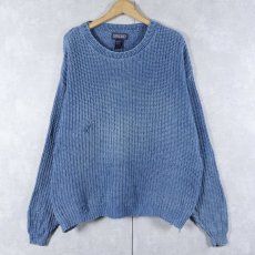 画像1: 90's LANDS' END USA製 インディゴコットンニットセーター L (1)