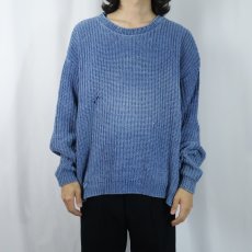 画像2: 90's LANDS' END USA製 インディゴコットンニットセーター L (2)
