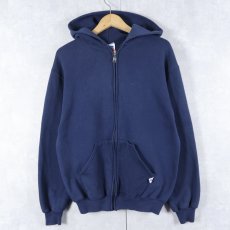 画像1: 90's RUSSELL ATHLETIC USA製 無地スウェットジップパーカー NAVY M (1)