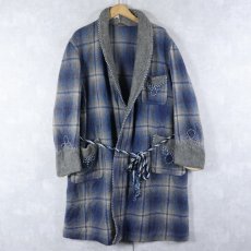 画像1: 60's Marquis ENGLAND製 オンブレーチェック柄 ウールブランケットガウン (1)