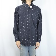 画像2: 90's GAP 総柄 コットンシャツ BLACK (2)