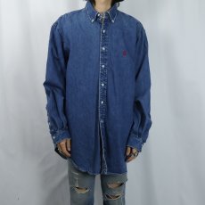 画像2: 80〜90's POLO COUNTRY Ralph Lauren ロゴ刺繍 デニムボタンダウンシャツ XL (2)