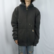 画像2: Carhartt 無地フェードスウェットジップパーカー BLACK L (2)