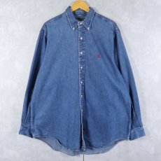 画像1: 80〜90's POLO COUNTRY Ralph Lauren ロゴ刺繍 デニムボタンダウンシャツ XL (1)