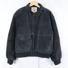 画像1: 80's〜 G-III "A-2 TYPE スエードレザージャケット BLACK S (1)