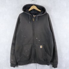 画像1: Carhartt 無地フェードスウェットジップパーカー BLACK L (1)