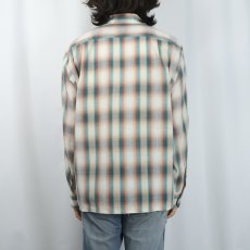画像3: 60's Lordcrest オンブレーチェック柄 コットンオープンカラーシャツ M (3)