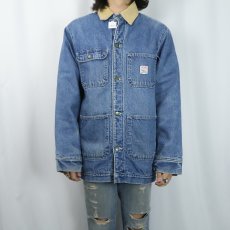 画像2: 90's POINTER USA製 ブランケットライナー デニムカバーオール S (2)