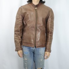 画像2: 70's シングルライダースジャケット BROWN SIZE40 (2)