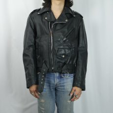 画像2: 80's LEATHER RIDER USA製 ダブルライダースジャケット BLACK SIZE40 (2)