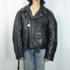 画像2: 70〜80's Excelled USA製 ダブルライダースジャケット BLACK SIZE48R (2)