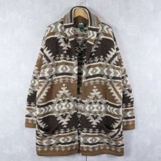 画像1: LAUREN Ralph Lauren ネイティブ柄 ウールニットガウン S (1)