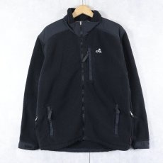 画像1: 90's EMS ロゴ刺繍 フリースジャケット BLACK M (1)
