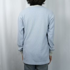 画像3: 80's Eddie Bauer ストライプ柄 ヘンリーネックロンT M (3)