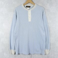 画像1: 80's Eddie Bauer ストライプ柄 ヘンリーネックロンT M (1)