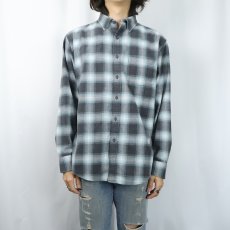 画像2: PENDLETON "Thomas Kay" オンブレーチェック柄 コットンボタンダウンシャツ L (2)