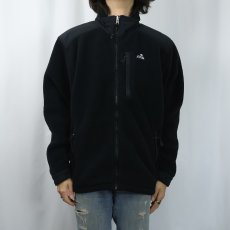 画像2: 90's EMS ロゴ刺繍 フリースジャケット BLACK M (2)
