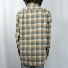 画像3: 70's PENDLETON USA製 オンブレーチェック柄 ウールシャツ L (3)