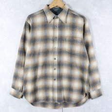 画像1: 70's PENDLETON USA製 オンブレーチェック柄 ウールシャツ L (1)