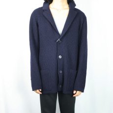 画像2: Gran Sasso ITALY製 ウールニットカーディガン NAVY SIZE5 (2)