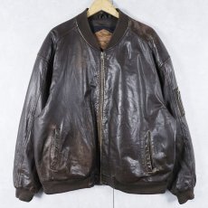 画像1: 90's WEEKENDS MA-1 TYPE レザージャケット XL  (1)