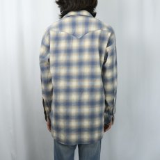 画像3: 70's PENDLETON USA製 オンブレーチェック柄 ウールウエスタンシャツ L (3)
