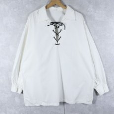 画像1: レースアップ コットンプルオーバーシャツ XL (1)