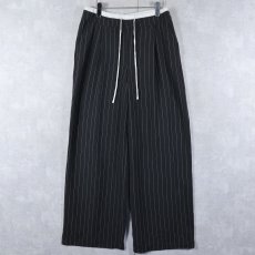 画像1: SCOOP ストライプ柄 レイヤードデザイン ポリエステル×レーヨンイージーパンツ GRAY SIZE10 (1)