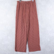 画像1: ストライプ柄 ポリエステルイージーパンツ M (1)