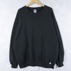 画像1: 90's RUSSELL ATHLETIC USA製 前V 無地スウェット BLACK XXL (1)
