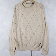 画像1: northern isles ダイヤ柄 シルク×レーヨンニットセーター XL (1)