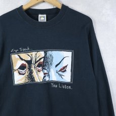 画像1: 90's "Eye Speak... You Listen." 騙し絵イラストプリントロンT BLACK M (1)