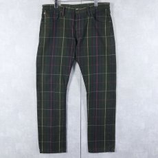 画像1: POLO Ralph Lauren タータンチェック柄 デニムパンツ W35 (1)