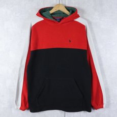 画像1: POLO Ralph Lauren 切り替えデザイン フリースパーカー XL (1)