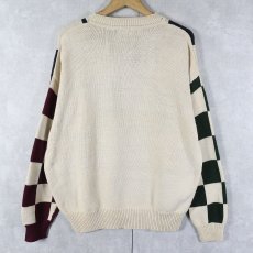 画像2: 90〜2000's STRUCTURE チェック柄 ラミー×コットン ニットセーター L (2)